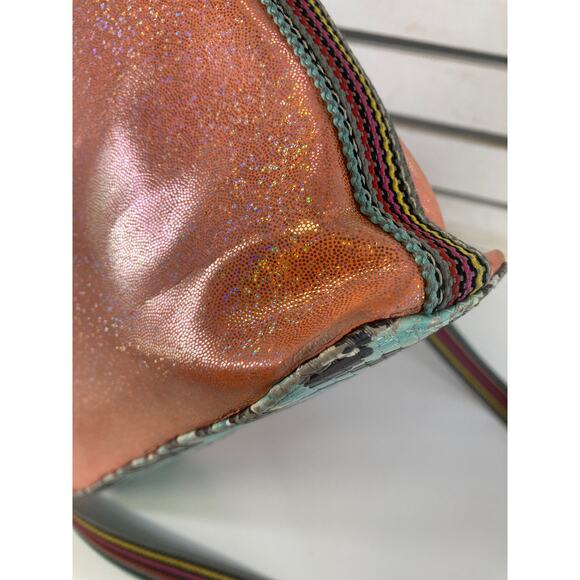 CONSUELA MEDIUM PEACH, TEAL CROSSBODY BAG WITH SNAKE PRINT - Picture 9 of 16